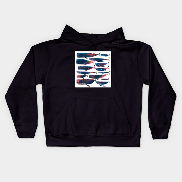 Printed whales White Kids Hoodie by Gareth Lucas